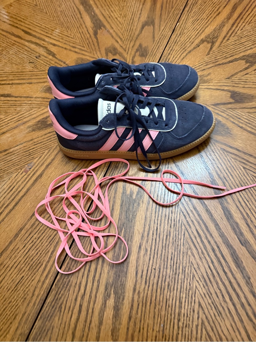 adidas women cloud form Navy and Pink Suede Sneakers